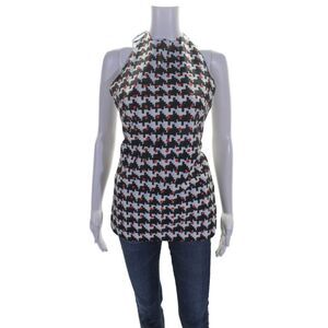 Thakoon Addition Womens Geometric Print Sleeveless Halter Top Multi Colored Size